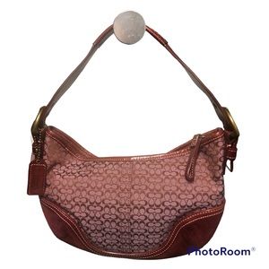 Coach Signature baguette Burgundy Shoulder Purse